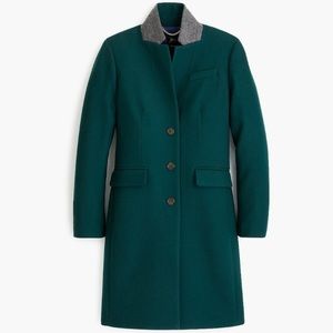 NWT J. Crew Old Forest Green Double-Serge Wool Regent Topcoat 4P